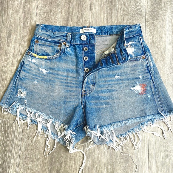 EUC MOUSSY VINTAGE HOWA CUT OFF SHORTS DISTRESSED CALUMET BUTTONFLY SIZE 25 or 1 - Picture 13 of 13